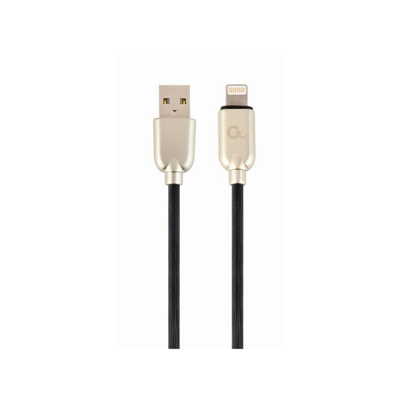 Gembird kábel nabíjací Lightning 8-pin (M) na USB 2.0 (M), prémiový, gumovo - opletený, 2 m, čierny
