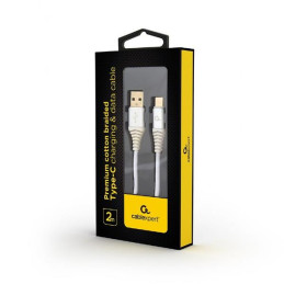 Gembird kábel nabíjací USB-C (M) na USB 2.0 (M), prémiový, opletený, 2 m, biely