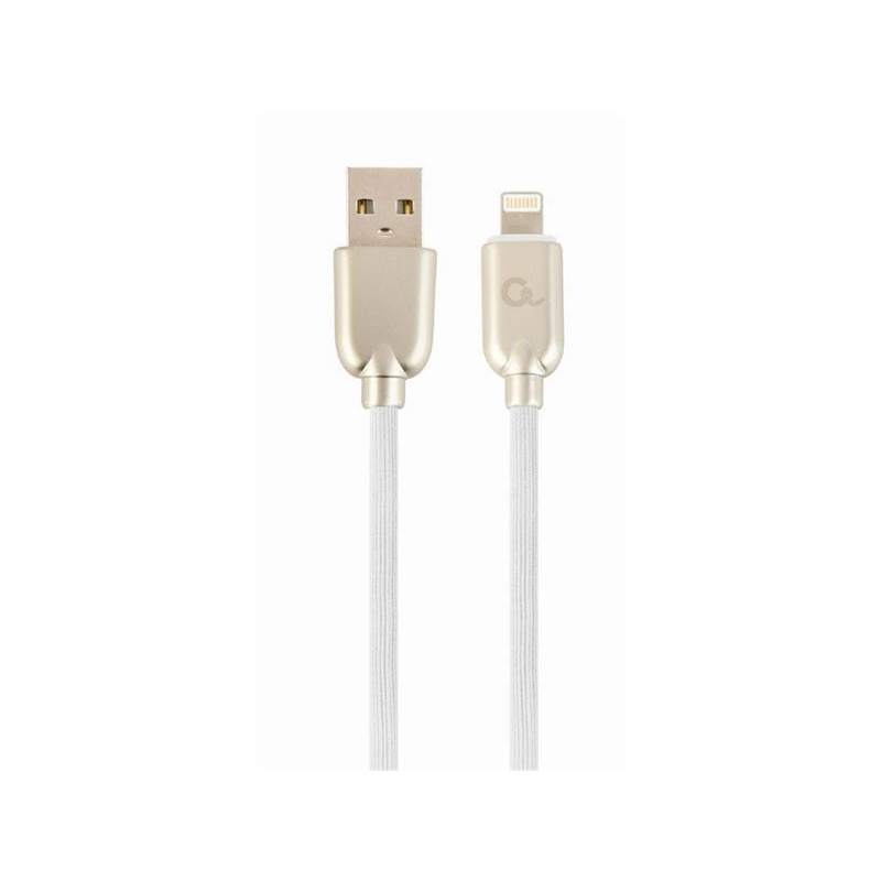 Gembird kábel nabíjací Lightning 8-pin (M) na USB 2.0 (M), prémiový, gumovo - opletený, 2 m, biely