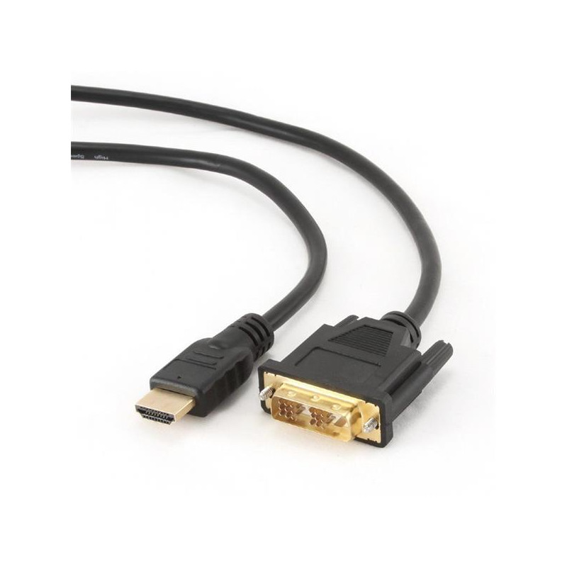 Gembird kábel HDMI (M) na DVI (M), pozlátené konektory, 3m, čierny, bulk balenie