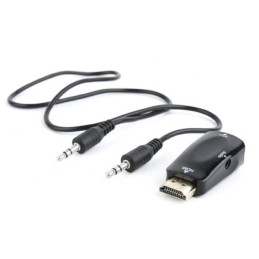 Gembird adaptér HDMI (M) na VGA (F) + 3.5 mm audio (M na M), single port, čierny