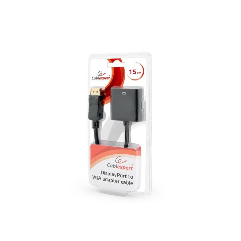 Gembird adaptér DisplayPort (M) na VGA (F), 0.15 m kábel, čierny, blister