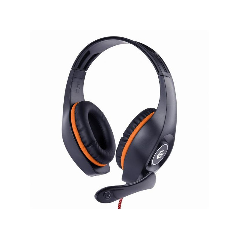 Gembird Stereo headset s mikrofónom, herný, 1 x 3.5 mm miniJack, čieny s oranžovým pásom