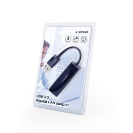 Gembird adaptér - USB 3.0 (M) / RJ45 (F) Gigabit LAN, káblik 15cm, čierny