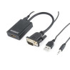 Gembird adaptér VGA (M) na HDMI (F) + 3.5 mm audio, 0.15 m kábel, čierny