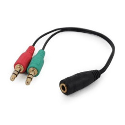Gembird audio adaptér 3.5 mm 4-pin (F) na 2 x 3.5 mm stereo jack (M), kábel 0.2m