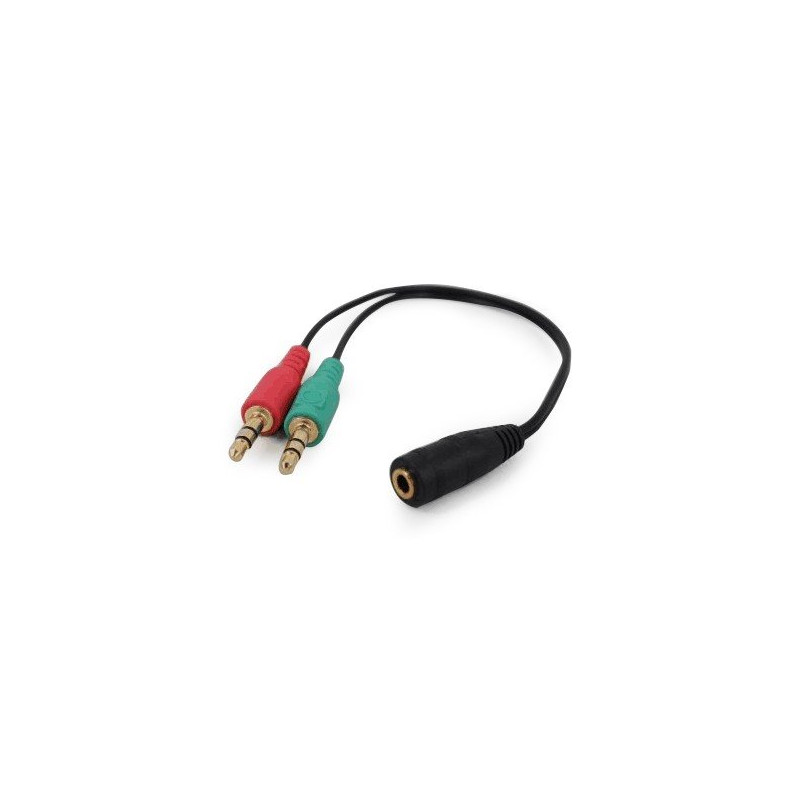 Gembird audio adaptér 3.5 mm 4-pin (F) na 2 x 3.5 mm stereo jack (M), kábel 0.2m