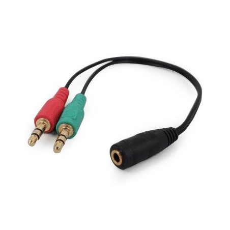 Gembird audio adaptér 3.5 mm 4-pin (F) na 2 x 3.5 mm stereo jack (M), kábel 0.2m
