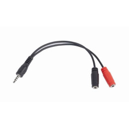 Gembird adaptér 1 x 3.5 mm 4-pin miniJack (M) na 2 x 3.5 mm jack (F) pre zapojenie headsetu do notebooku, 0.2 m