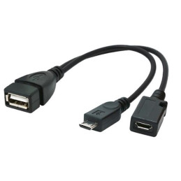 Gembird adaptér OTG USB (AF) / Micro-USB (BF) na Micro-USB (BM), kábel, 0.15 m