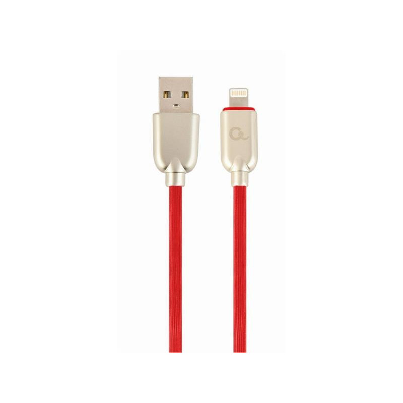 Gembird kábel nabíjací Lightning 8-pin (M) na USB 2.0 (M), prémiový, gumovo - opletený, 2 m, červený