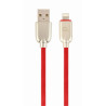Gembird kábel nabíjací Lightning 8-pin (M) na USB 2.0 (M), prémiový, gumovo - opletený, 2 m, červený