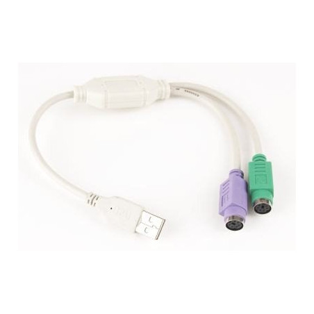 Gembird adaptér USB 2.0 (M) na PS/2, kábel, 0.3 m, biely