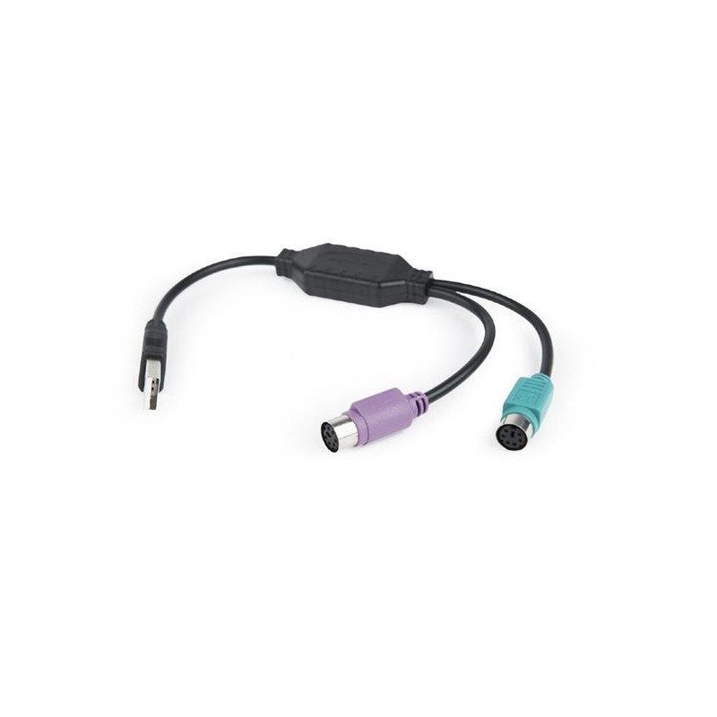 Gembird adaptér USB 2.0 (M) na PS/2, kábel, 0.3 m, čierny