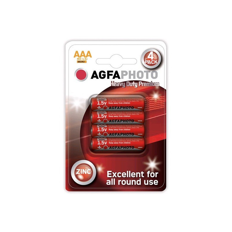 AgfaPhoto zinková batéria 1.5V, R03/AAA, blister 4ks