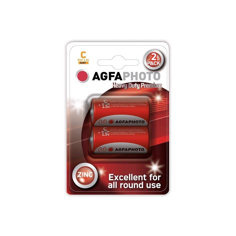 AgfaPhoto zinková batéria 1.5V, R14/C, blister 2ks