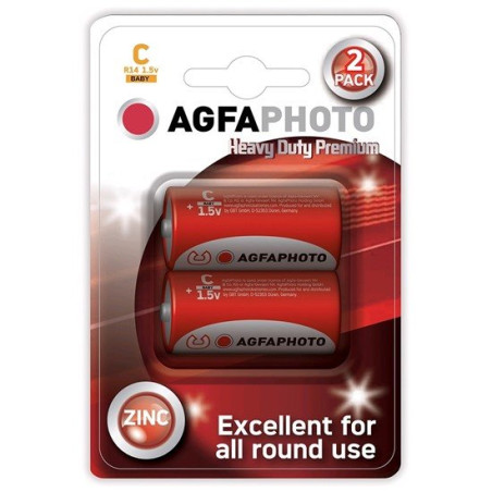 AgfaPhoto zinková batéria 1.5V, R14/C, blister 2ks