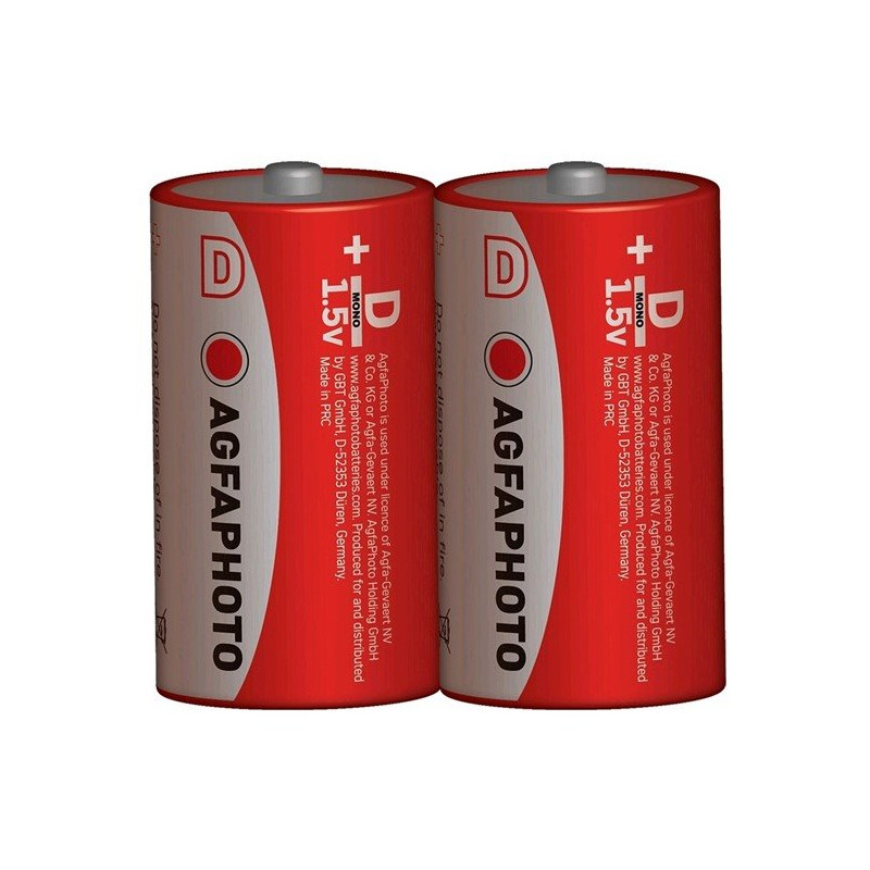 AgfaPhoto zinková batéria 1.5V, R20/D, shrink 2ks
