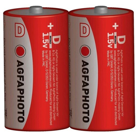 AgfaPhoto zinková batéria 1.5V, R20/D, shrink 2ks
