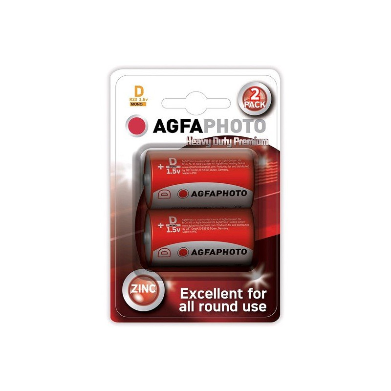 AgfaPhoto zinková batéria 1.5V, R20/D, blister 2ks