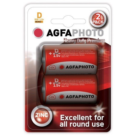 AgfaPhoto zinková batéria 1.5V, R20/D, blister 2ks