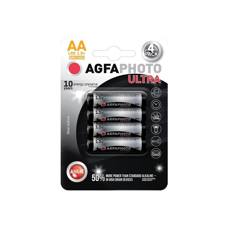 AgfaPhoto Ultra alkalická batéria 1.5V, LR06/AA, blister 4ks