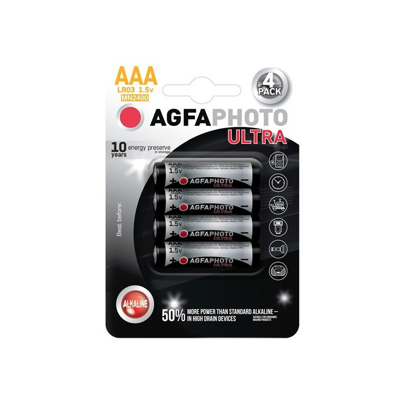 AgfaPhoto Ultra alkalická batéria 1.5V, LR03/AAA, blister 4ks