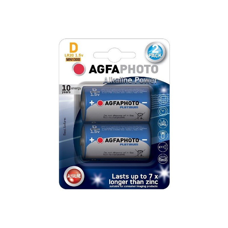 AgfaPhoto Power alkalická batéria 1.5V, LR20/D, blister 2ks