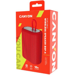 CANYON reproduktor BSP-4, BT V5.0, BLUETRUM AB5365A, 5W, 1200mAh, USB-C, microSD, červená