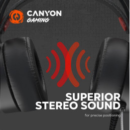 CANYON Herní headset Interceptor GH-8A, LED, PC/PS4/Xbox one, Deep bass, kabel 2m, USB+2x3,5F TRS jack + rozbočovač
