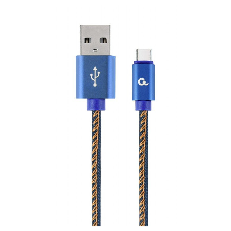 Gembird kábel nabíjací USB-C (M) na USB 2.0 (M), opletený, 2m, džínsovina