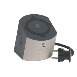LEGRAND Revolution zásuvkový blok 2x2P+T/USB A+C s indukční nabíjecí plochou, bílá-hnědošedá