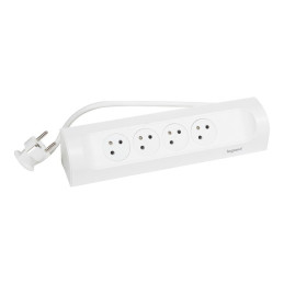 LEGRAND Revolution zásuvkový blok rohový 4x2P+T, kabel 1m, bílá