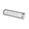 LEGRAND Revolution zásuvkový blok rohový 3x2P+T/USB A+C, bez kabelu, bílá-hliník