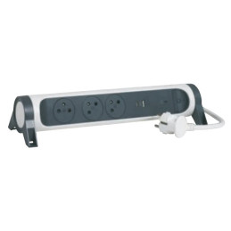 LEGRAND Revolution prodlužovací přívod s otočným tělem 4x2P+T, nabíječka USB A+C, přepěťová ochrana, podsvícené VYP/ZAP,