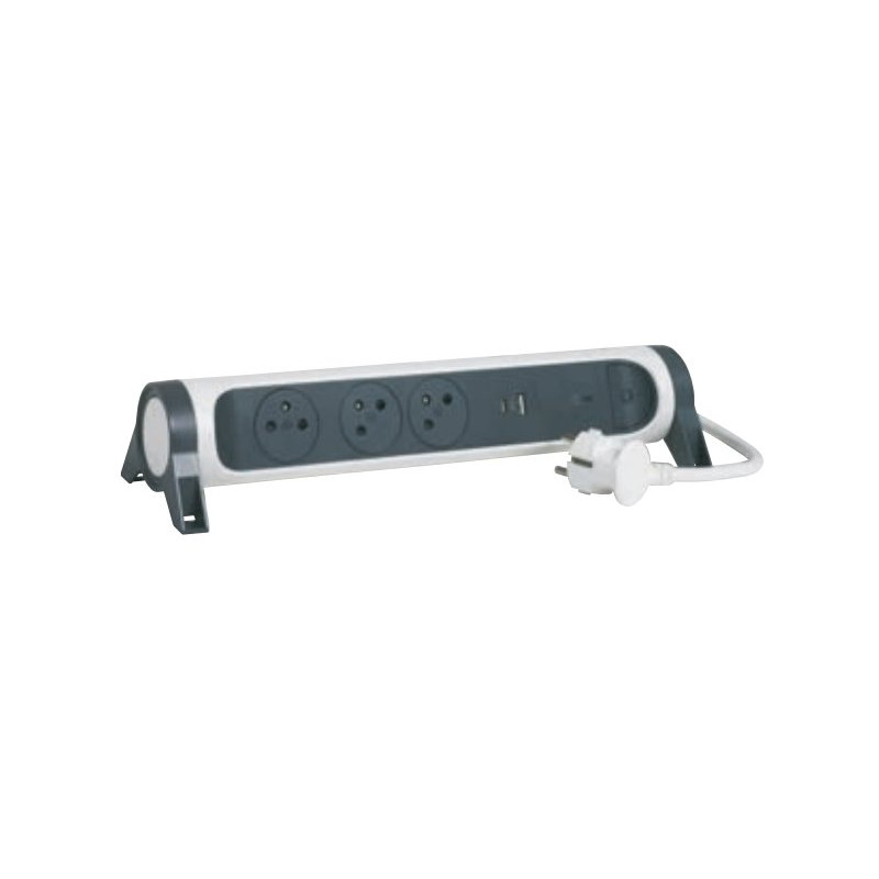 LEGRAND Revolution prodlužovací přívod s otočným tělem 4x2P+T, nabíječka USB A+C, přepěťová ochrana, podsvícené VYP/ZAP,