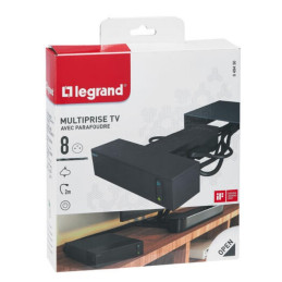 LEGRAND Revolution televizní hub 4x2P+T, přepěťová ochrana, podsvícené VYP/ZAP, kabel 2m, černá
