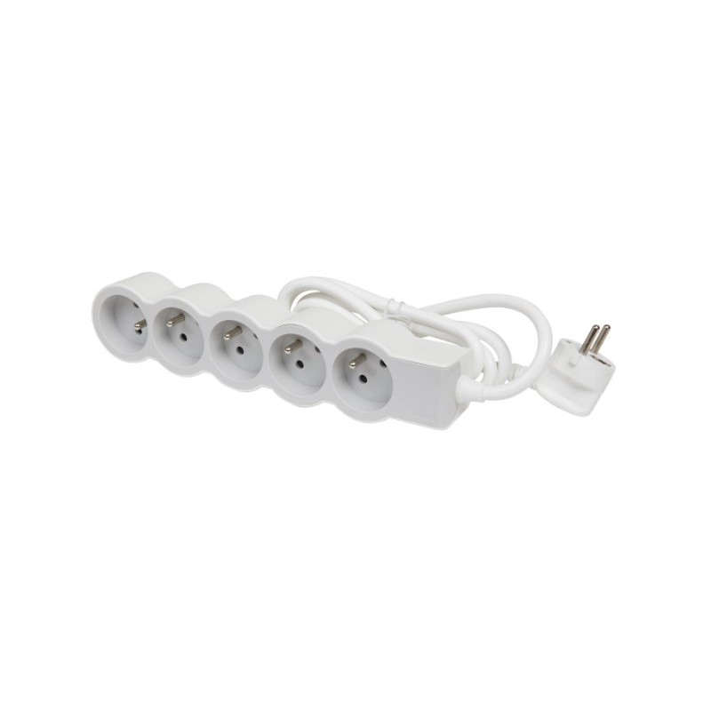 LEGRAND Revolution prodlužovací přívod 5x2P+T, kabel 1,5m, bílá-světlé šedá