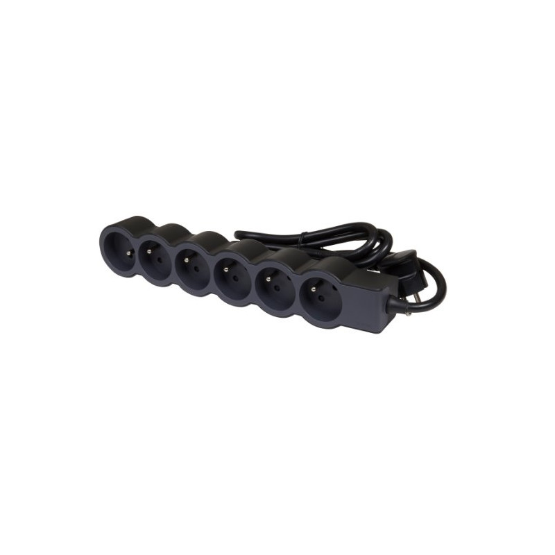 LEGRAND Revolution prodlužovací přívod 6x2P+T, kabel 1,5m, černo-šedá