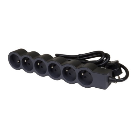 LEGRAND Revolution prodlužovací přívod 6x2P+T, kabel 1,5m, černo-šedá