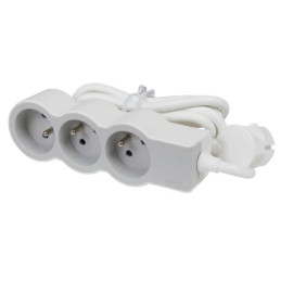 LEGRAND Revolution prodlužovací přívod 3x2P+T, kabel 3m, bílá-světlé šedá