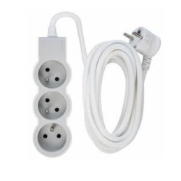 LEGRAND Revolution prodlužovací přívod 3x2P+T, kabel 3m, bílá-světlé šedá
