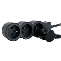 LEGRAND Revolution prodlužovací přívod 3x2P+T, kabel 3m, černo-šedá