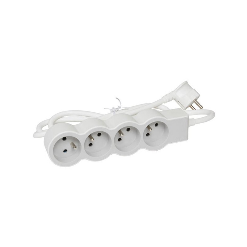 LEGRAND Revolution prodlužovací přívod 4x2P+T, kabel 3m, bílá-světlé šedá