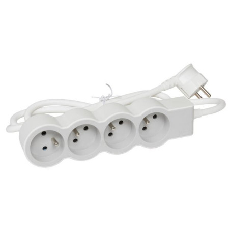 LEGRAND Revolution prodlužovací přívod 4x2P+T, kabel 3m, bílá-světlé šedá
