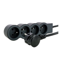 LEGRAND Revolution prodlužovací přívod 4x2P+T, kabel 3m, černo-šedá