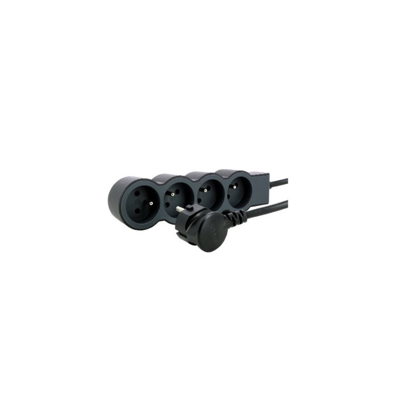LEGRAND Revolution prodlužovací přívod 4x2P+T, kabel 3m, černo-šedá