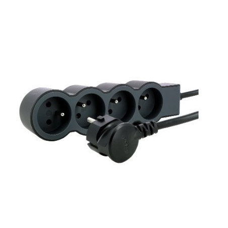 LEGRAND Revolution prodlužovací přívod 4x2P+T, kabel 3m, černo-šedá
