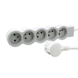 LEGRAND Revolution prodlužovací přívod 5x2P+T, kabel 3m, bílá-světlé šedá