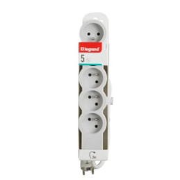 LEGRAND Revolution prodlužovací přívod 5x2P+T, kabel 3m, bílá-světlé šedá